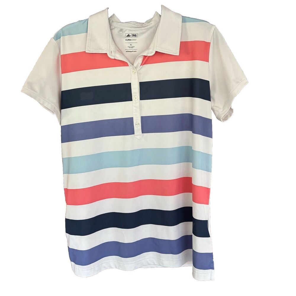 Adidas ClimaCool Women L Golf Polo Multi Color Tenniscore Athletic Cruise Resort